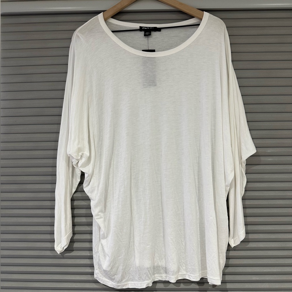 White DKNY 100% Viscose/Rayon Top - Size L - NWT